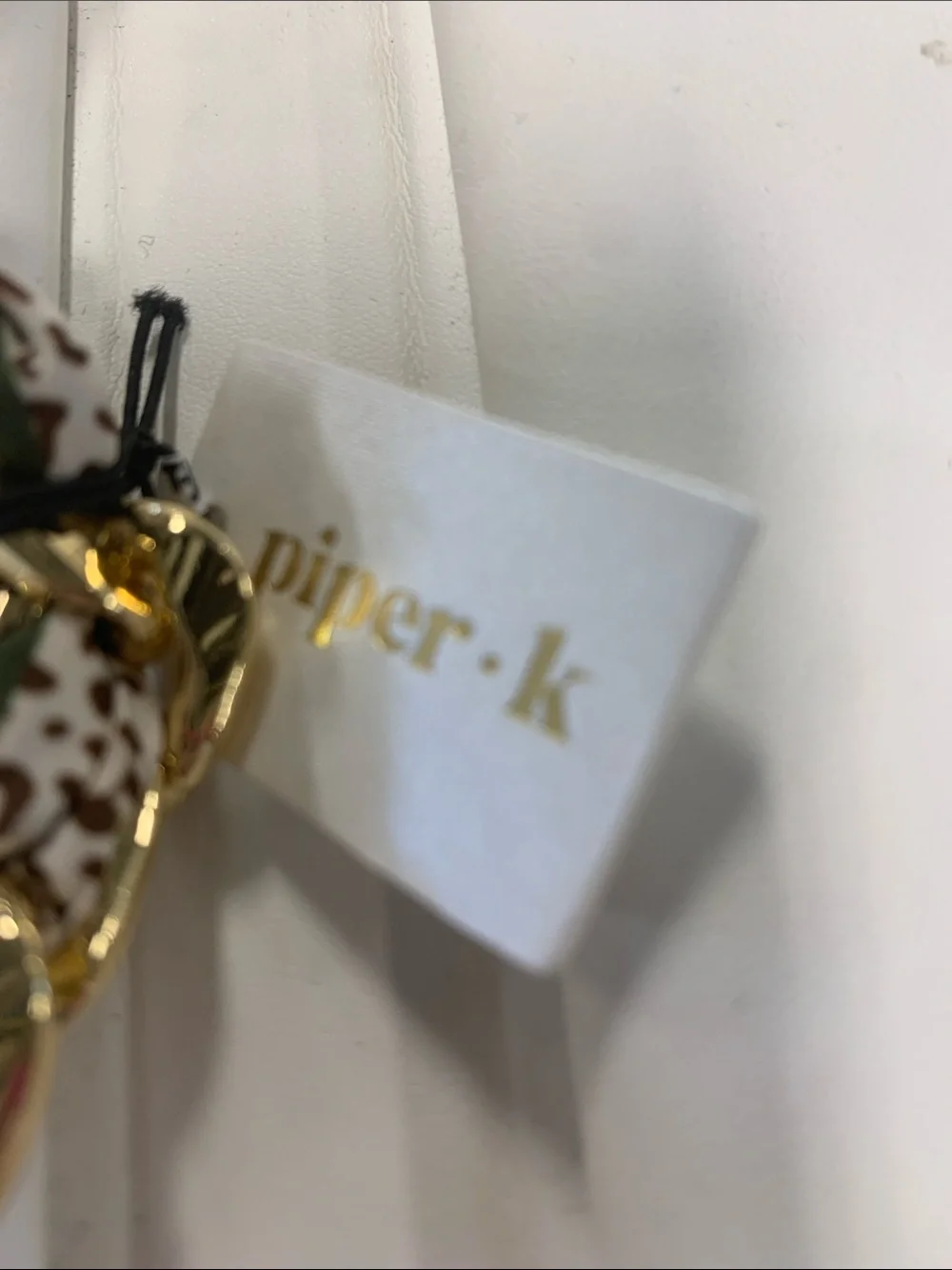 Piper K Gold Chain Scarf Bracelet Cheetah White, Brown and Green Trim